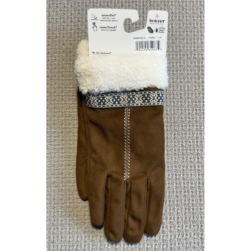 isotoner Women's Gloves L/XL Repels rain/snow touchscreen compatible NEW - Picture 2 of 4